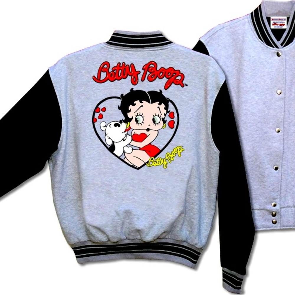 Betty Boop Gray and Black Varsity Jacket